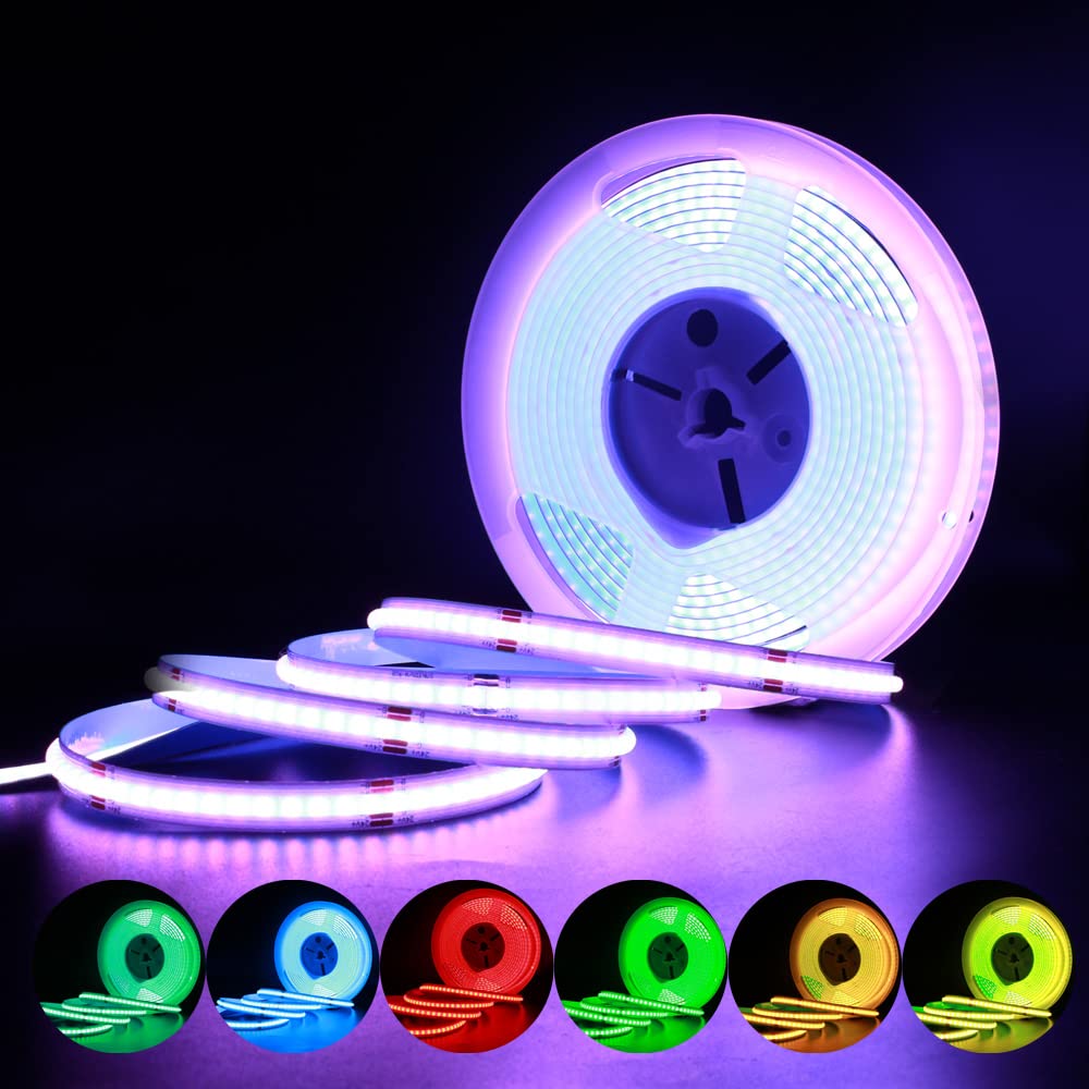 COB LED Streifen RGB 24V 5M, Arote COB LED Strip dimmbar COB LED Strip Lichterkette Hohe Dichte 576LEDs/M IP20 für Schlafzimmer Küche Home Innendekoration（ohne Netzteil）