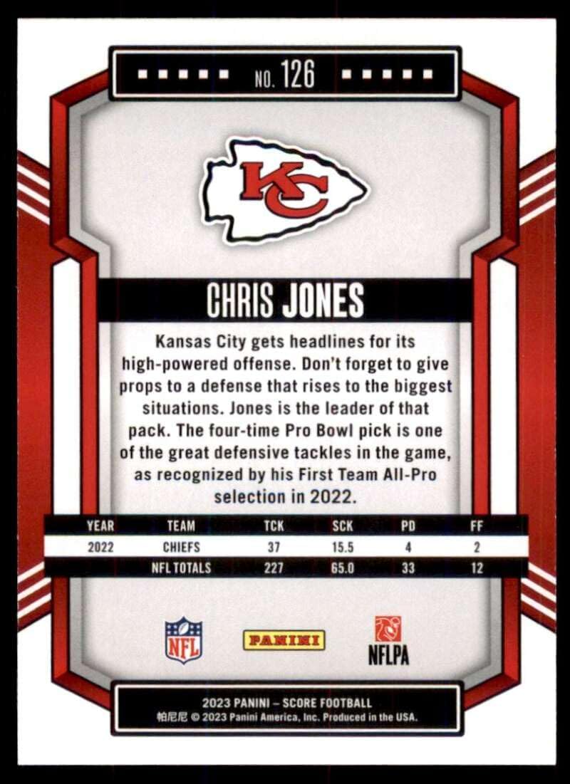 2023 Score #126 Chris Jones NM-MT Kansas City Chiefs Football Trading Card NFL