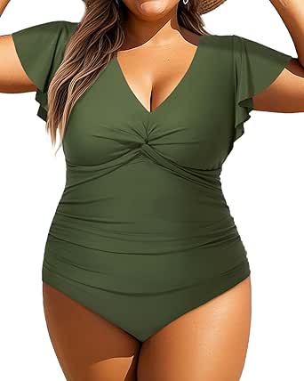 Aqua Eve Plus Size One Piece Swimsuit With Sleeve Tummy Control Bathing Suit 68f0465693a13d1477a93182 - View #11