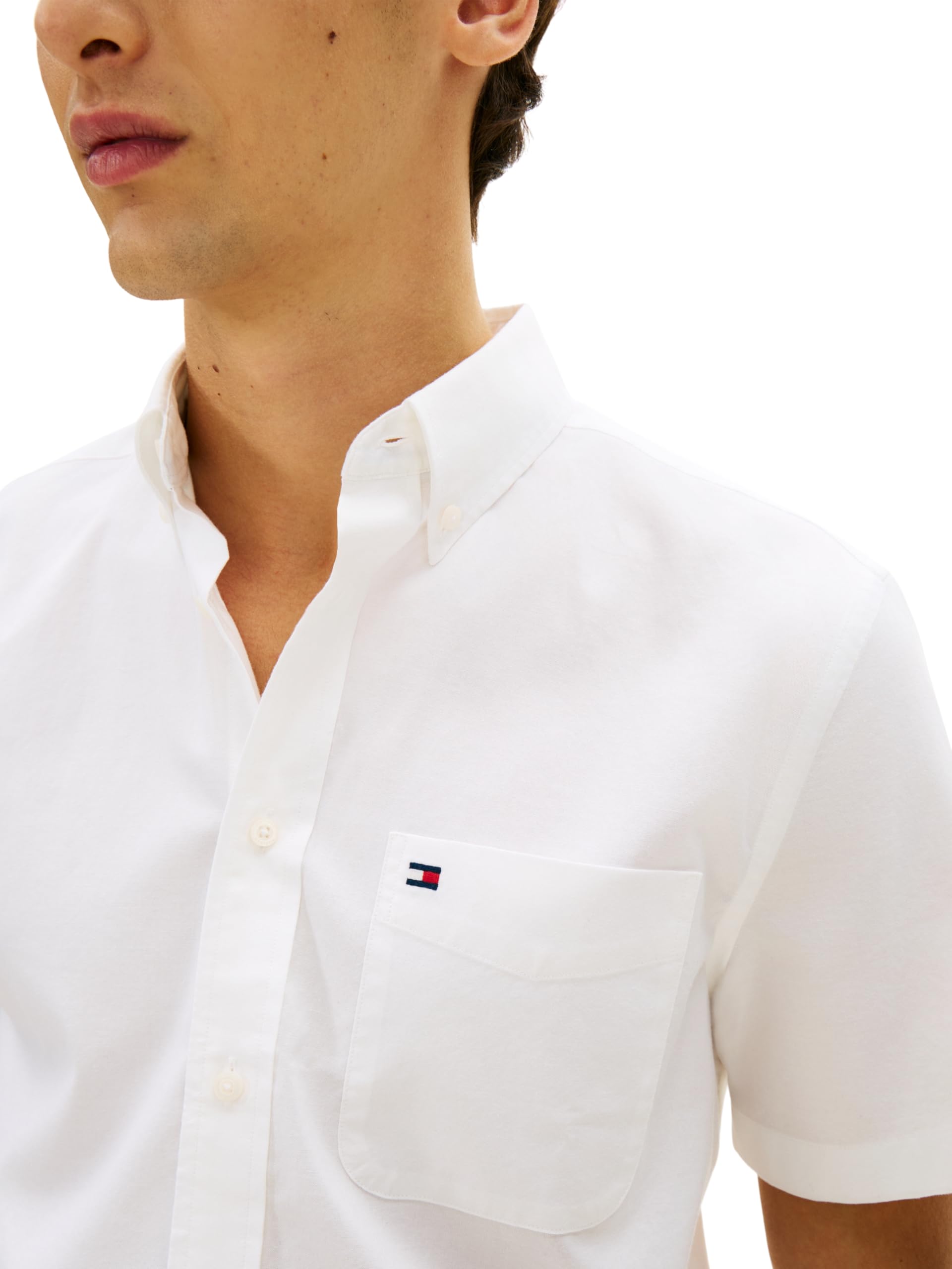 Tommy Hilfiger Herren Light Oxford Solid Ss Bd Shirt Mw0mw42285 S/S Shirt (1er Pack)