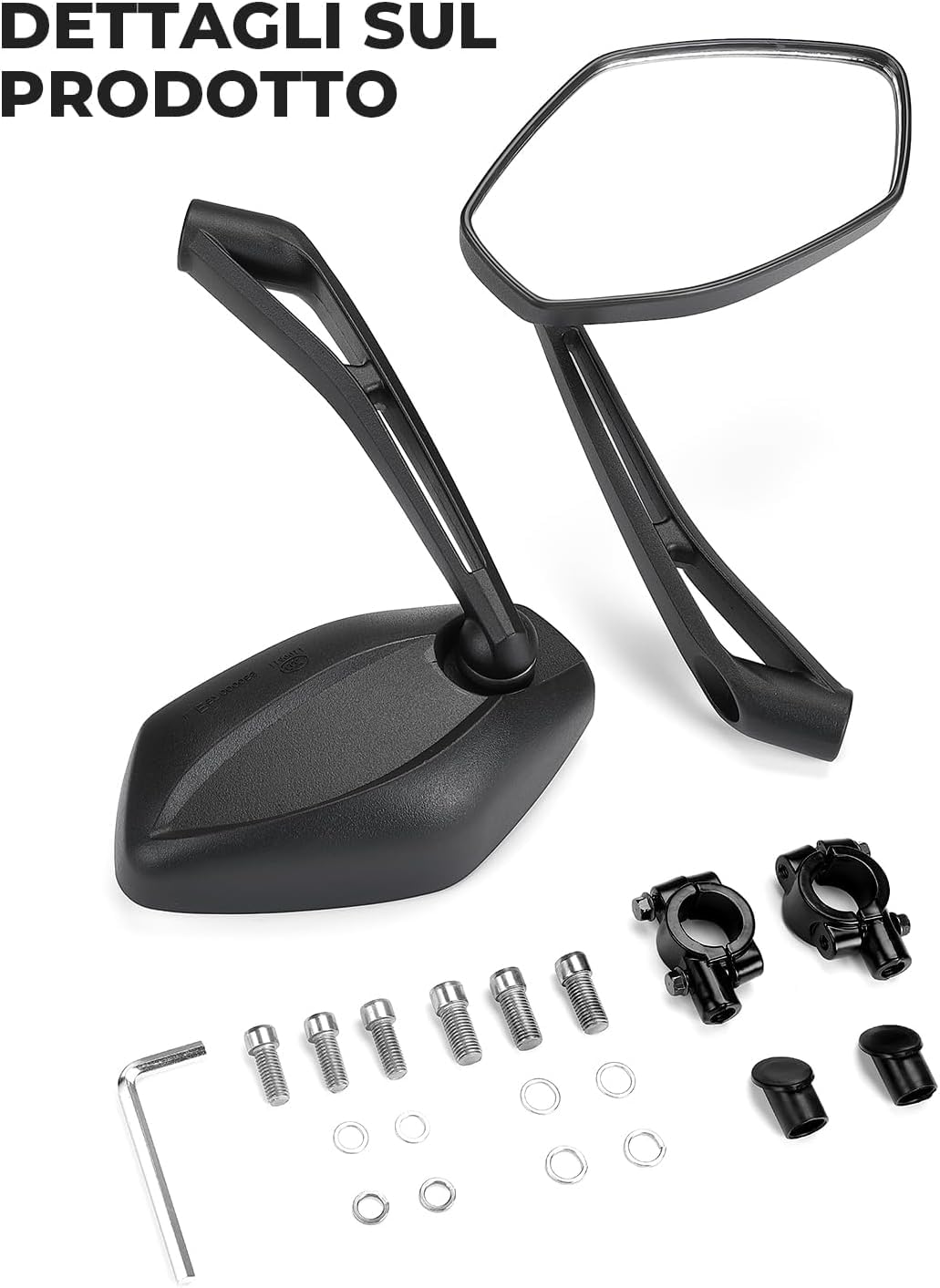 KEMIMOTO Specchietti Moto Universali M8 e M10, Specchietto Retrovisore Moto con Staffa, Specchi Retrovisore Laterale Compatibile con MT07, MT09