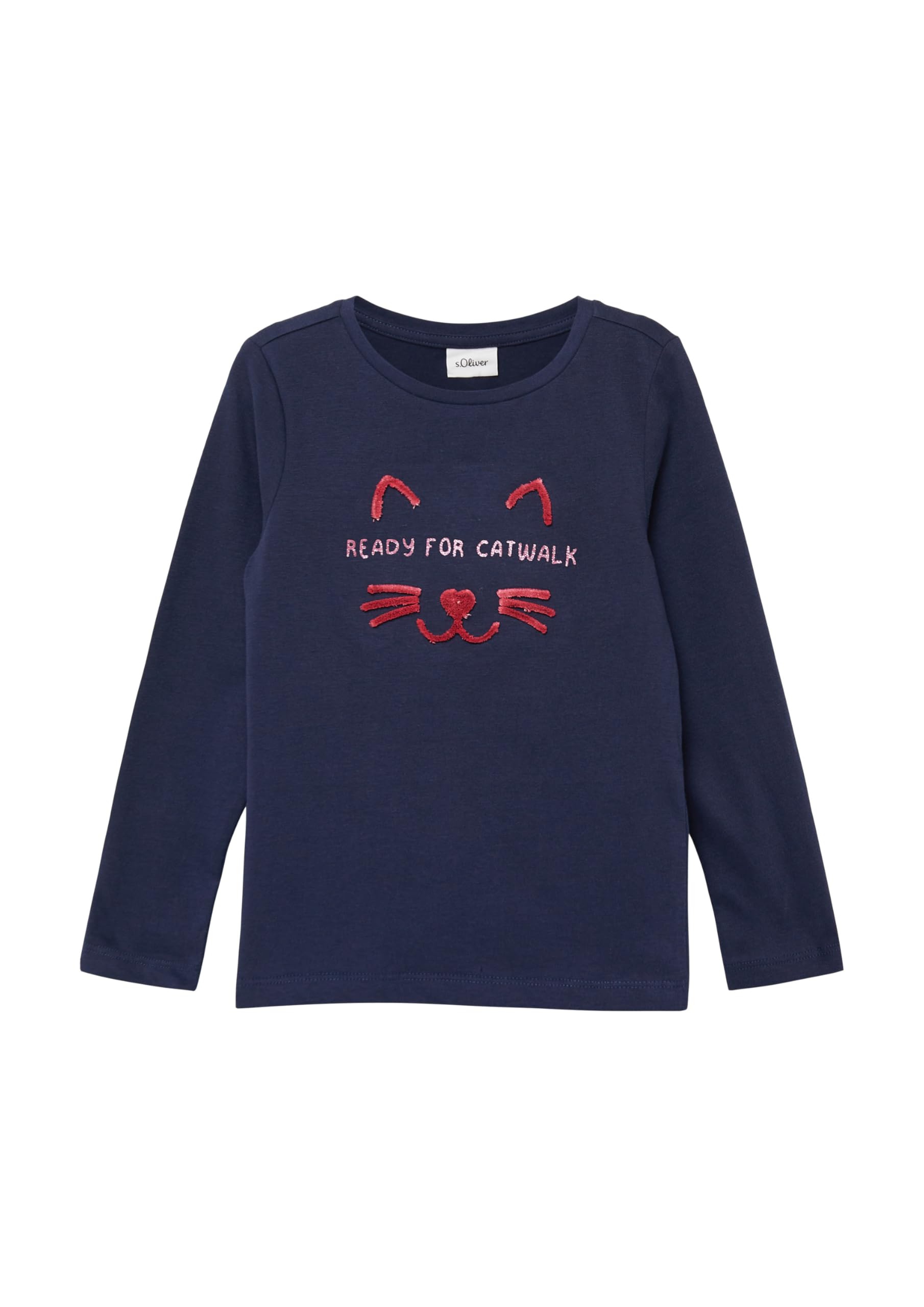 s.Oliver Longsleeve aus Baumwolle mit samtigem Artwork