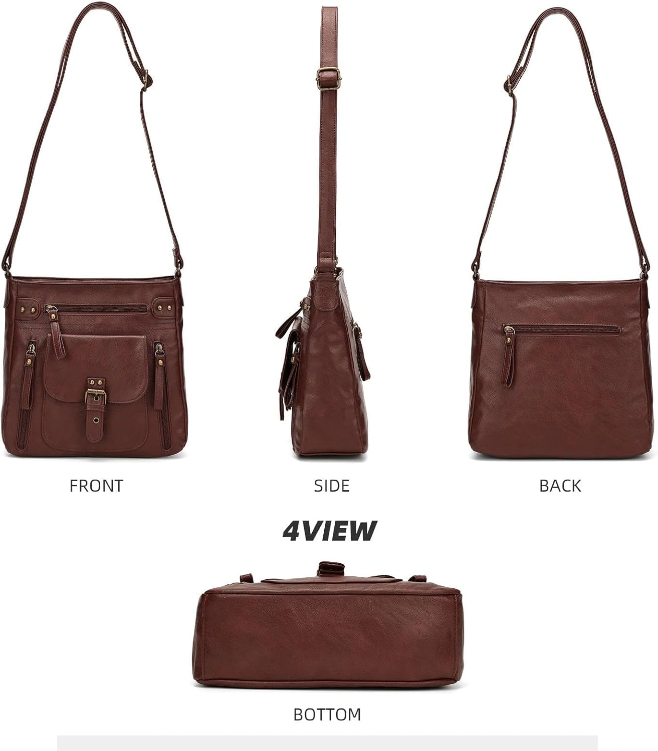 KL928 Crossbody Bags for Women, Multi Pocket Shoulder Bags, Medium PU Leather Cross Body Purses - Image 7