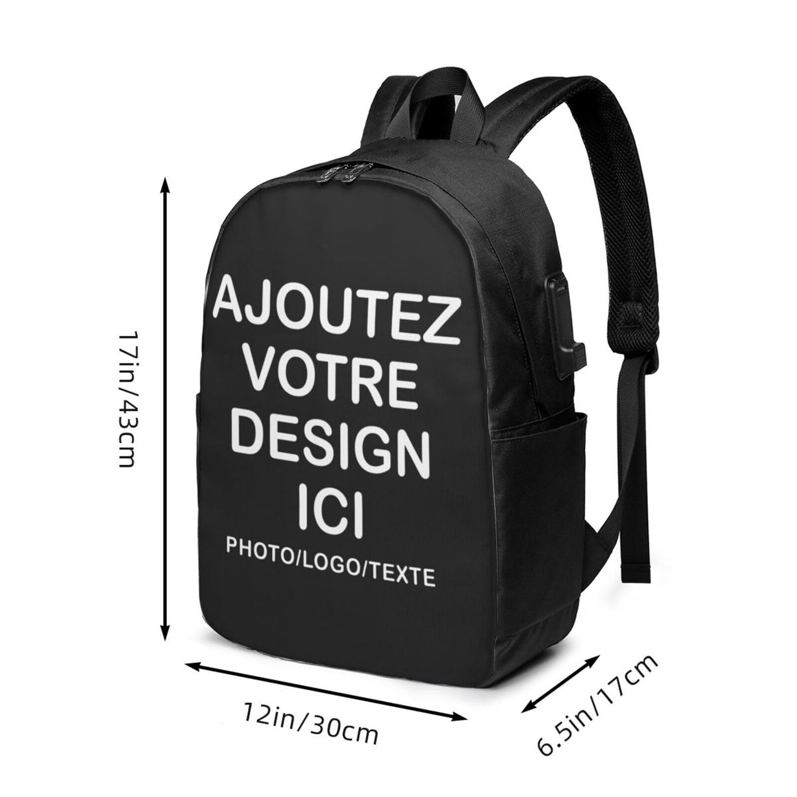Sac à dos personnalisable – personnalisée Avec Photo Texte Image ou logo – personnalisé sac a dos léger pour étudiants, voyages, camping & rentrée scolaire