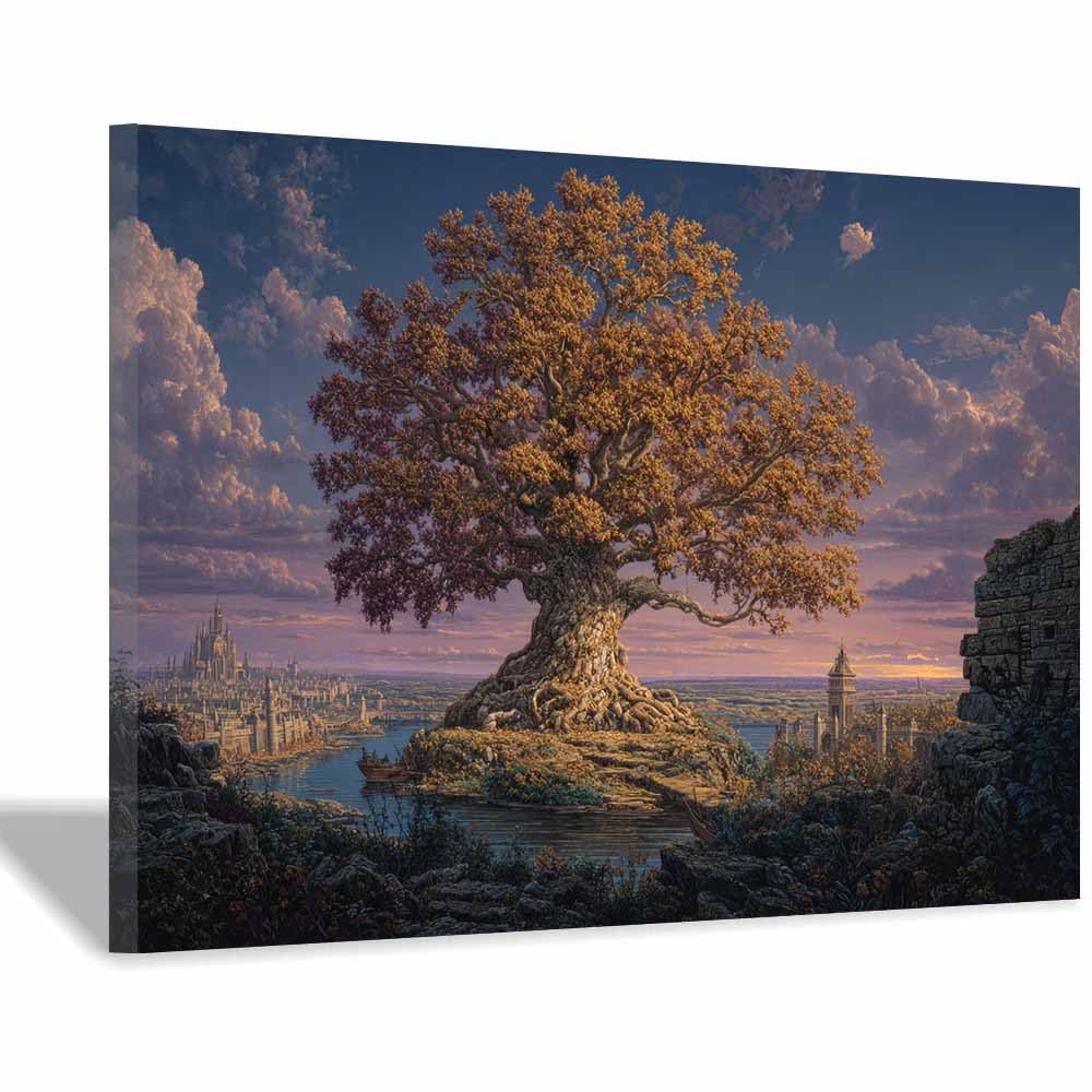 Arbre de vie decoration murale tableau vert source de sérénité - 8