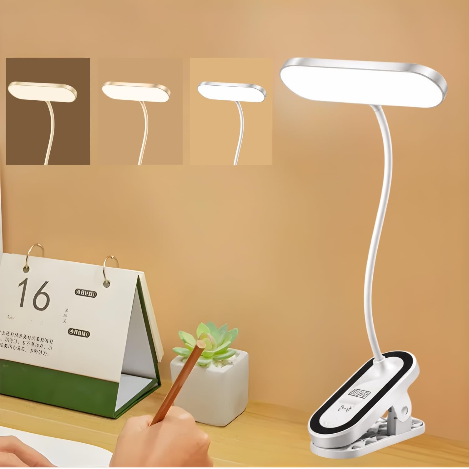 One94Store FlexiBeam Design Rechargeable LED Clip Lamp | Wide Beam Flexible Desk & Bedside Light | USB Powered Study & R