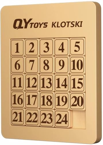 LiangCuber QY Toys 5x5 Klotski Puzzle Magnetic Sliding Number Puzzle ABS Brain Teasers Toy Tangram Jigsaw Intelligence (24-Digit Version)