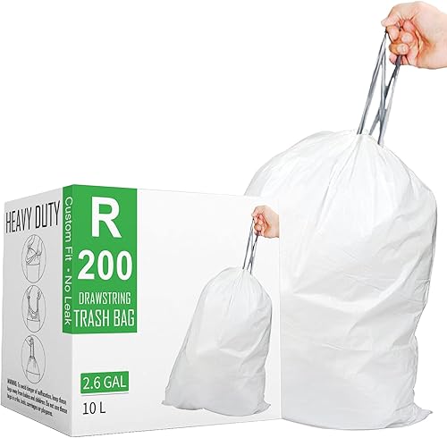 Miniatura 8 de Code P (50 unidades) Bolsas de basura de plástico resistentes con cordón de 13-16 galones, compatibles con Code P, 1.2 mil, color blanco, 50-60