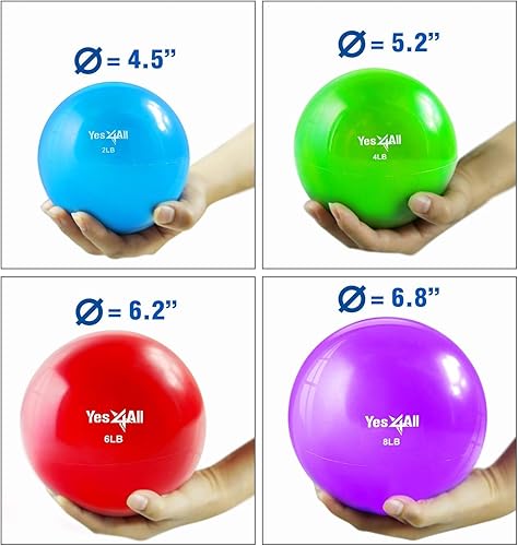 Miniatura 2 de Yes4All - Bolas de tonificación con peso para ejercicio, bolas medicinales suaves para ejercicio, pilates, yoga, equilibrio, flexibilidad, 2-10