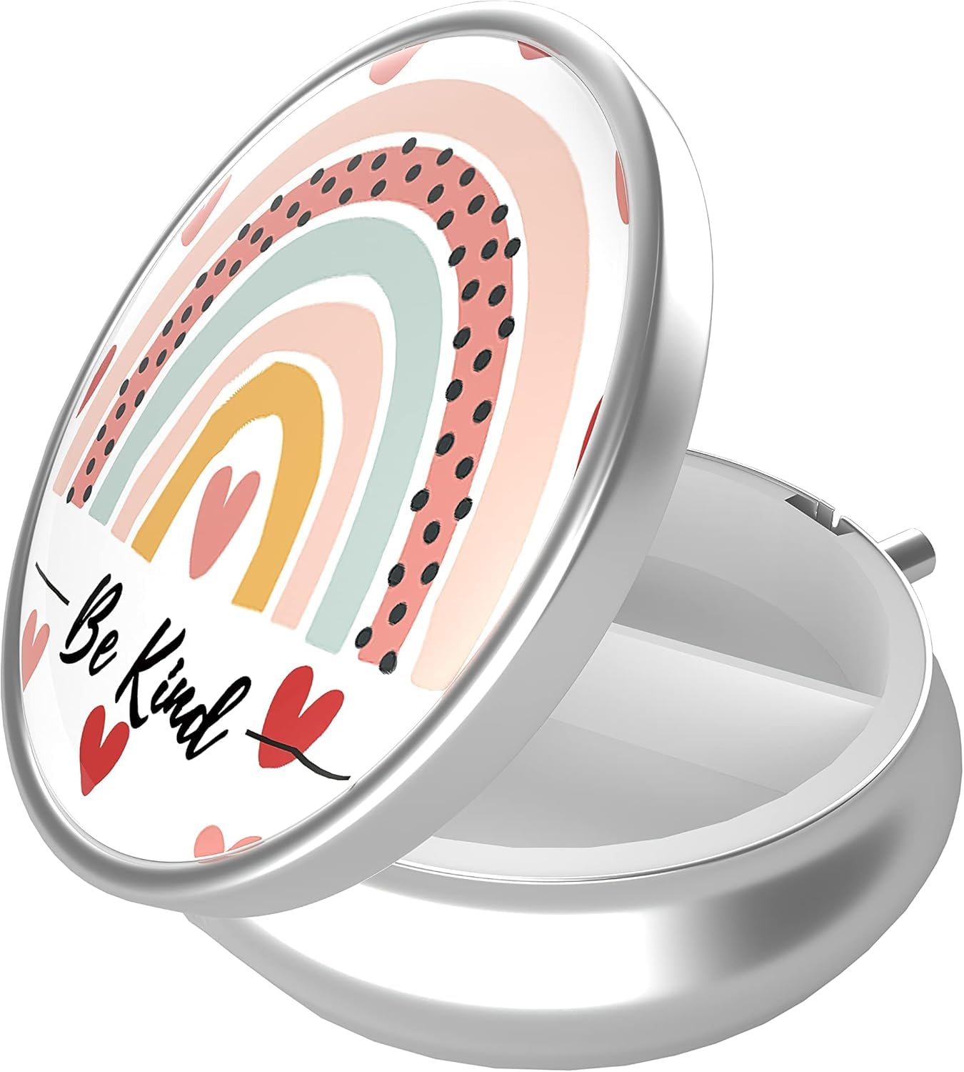 Weaninyiu Pill Box, 3 Compartment Portable Travel Medicine Box with Mirror, Compact and Cute, Fits in Purse and Pocket, Medicine and Vitamin Organizer