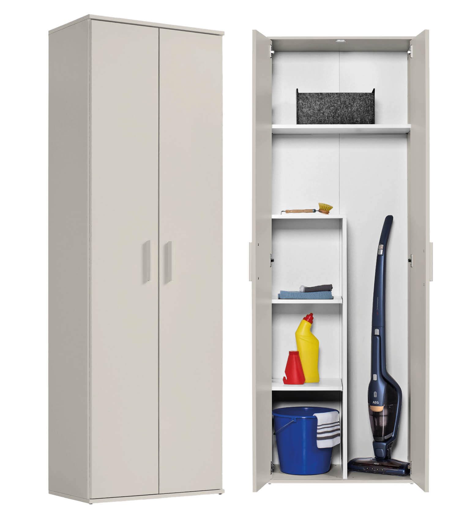 mokebo Mehrzweckschrank Kaschmir Besenschrank 'Der Lange' (60x180x34 cm), Holz, auch als Haushaltsschrank, Putzschrank, Staubsaugerschrank, Vorratsschrank & Flurschrank