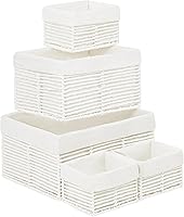 Vista 17 de Vagusicc Cestas de almacenamiento de mimbre, cestas negras de cuerda de papel tejidas a mano para almacenamiento, cestas rectangulares de mimbre