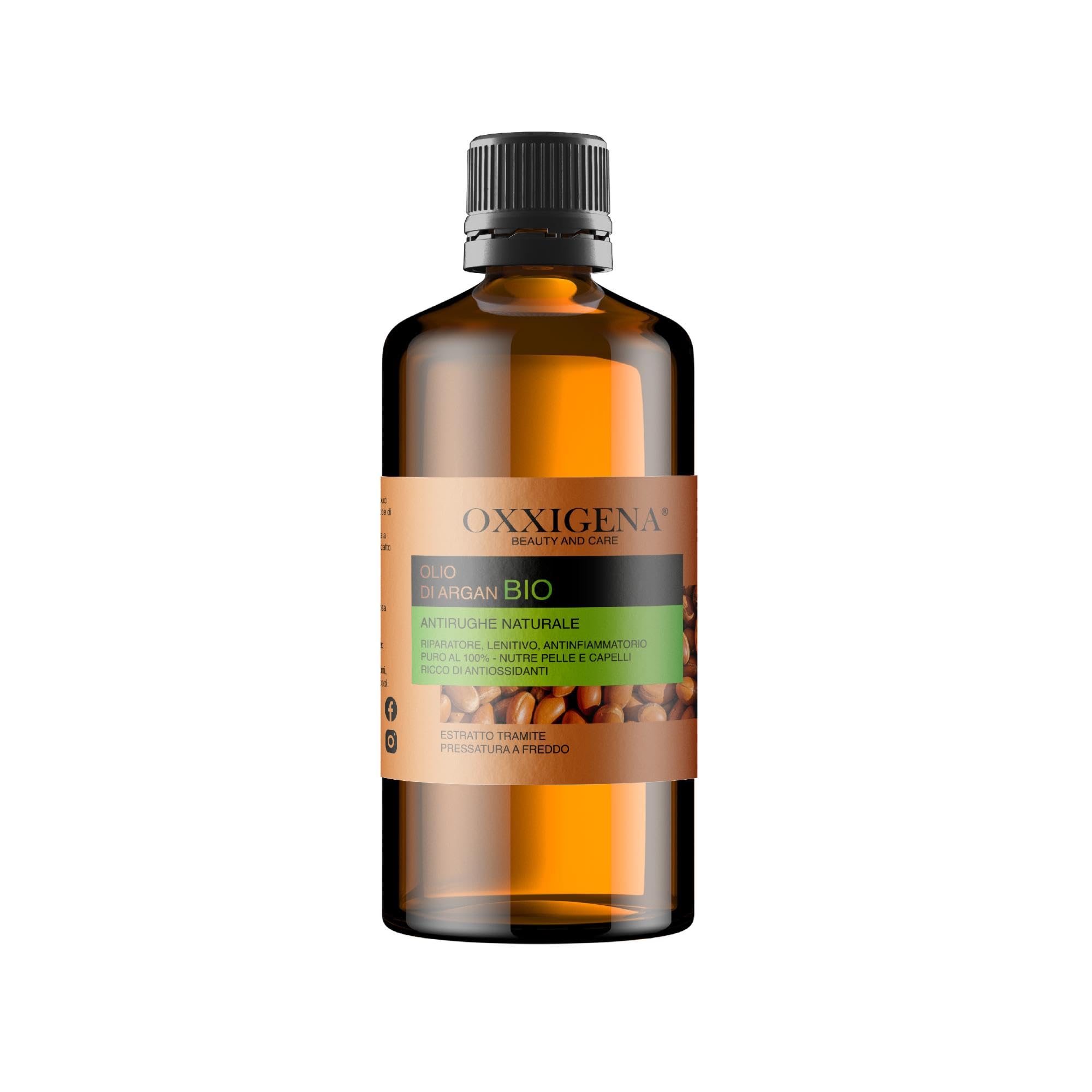 Oxxigena Pure 100% Huile d’Argan Marocaine Biologique - 250 ml - Pressé à Froid - Hydratant, Idéal pour Visage, Cheveux, Peau, Barbe et Cuticule - Végétalien, sans OGM