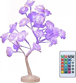BEIJIALY Lámpara de Flores, 16 Colores Lámpara de árbol de Flores de Rosa Luces de árbol de Bonsái, Lámpara de Mesa de Rosa LED Multicolor que Cambia de Color con Control Remoto para(16 colores)