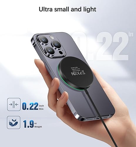 Miniatura 3 de Cargador inalámbrico magnético de 15 W, cargador seguro Mag, almohadilla de carga rápida compatible con iPhone 1615141312 y Airpods 2 3 Pro-LED
