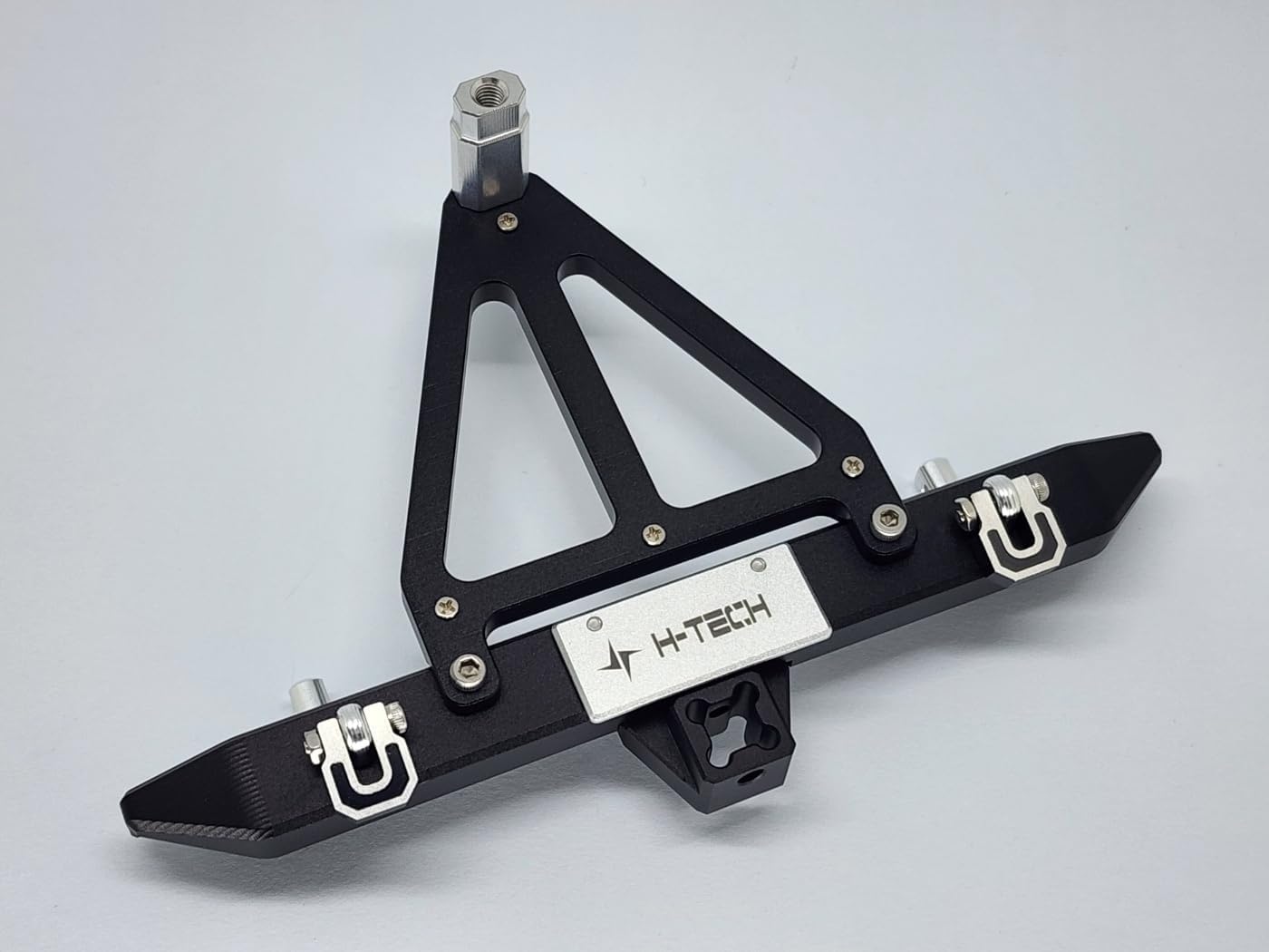 H-TECH RC CNC Aluminum Metal Rear Bumpe for Axial SCX10 III Jeep CJ-7 [AXI03008T2, AXI03008T1] 1/10 RC Body Upgrade (Rear Bumper+Spare Tire Carrier), Black