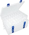 DUOFIRE Plastic Organizer Container Storage Box Adjustable Divider Removable Grid Compartment for Jewelry Beads Earring Container Tool Fishing Hook Small Accessories (15 grids, White X4)
