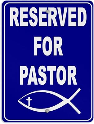 Aluminum Vertical Metal Sign Multiple Sizes Reserved for Pastor with Symbol Blue Parking Border Weatherproof Street 9x12Inches