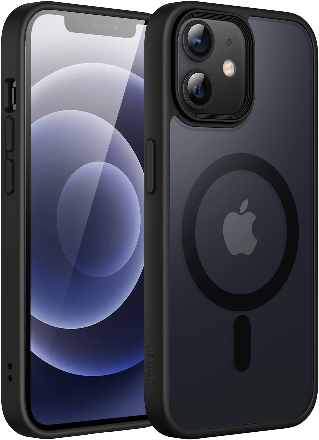 JETech iPhone 12/12 Pro 6.1-Inch Magnetic Case, Compatible with MagSafe, Translucent Matte Back, Slim Shockproof Cover (Black)
