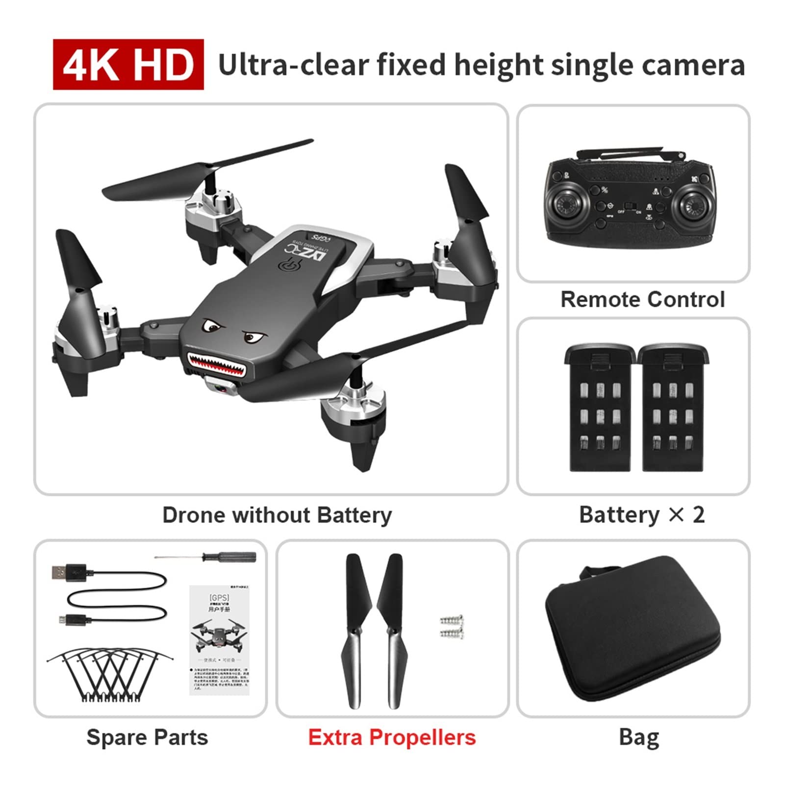 L105 GPS 4K HD Kamera Drone Wifi 25min Czas lotu Quadcopter RC Odległość 1km Profesjonalny składany helikopter Dron (Kolor: Single4K 2B)