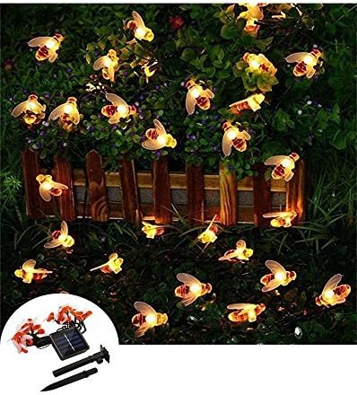 SKYFIRE Lareinae Solar String Lights, Outdoor Waterproof Fairy Light 19.7ft 30 LED Warm White Bee Shaped Lighting for Christmas, Garden Patio Indoor Party, Bedroom, Xmas, Yard, Proch Decoration