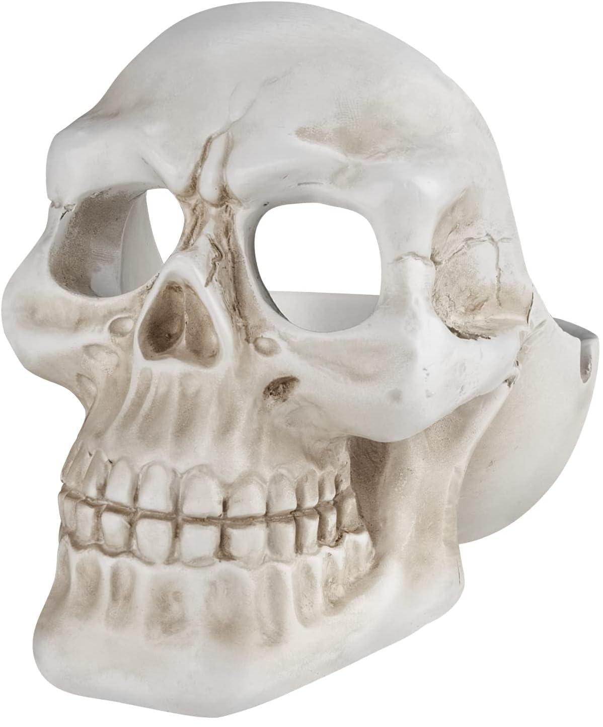 Dequera Resin Human Skull Ashtray Home Ornaments for Scary Halloween Decorations, Decorative Skulls, Skeletons Figurines for Bar Accessories, Smoking Room Decor for Smokers (White)