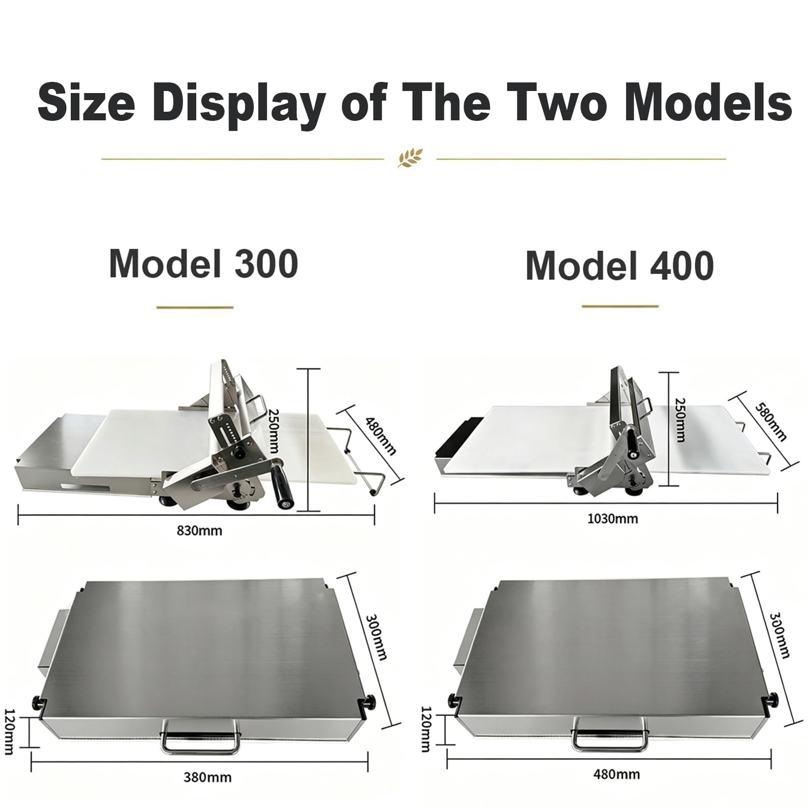 Croissant-Teiglaminator Aus Edelstahl, 0-25mm Einstellbar | Commercial Pizza Dough Roller Sheeter, mit GroßE Antihaftbeschichtete Teigplatte Zur Herstellung Von Backwaren