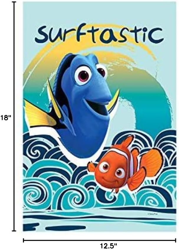 Flagology, Disney, Nemo, Dory, Nemo & Dory Surftastic – Garden Flag 12" x 18", Outdoor/Indoor, Exclusive Premium Fabric, Officially Licensed Disney