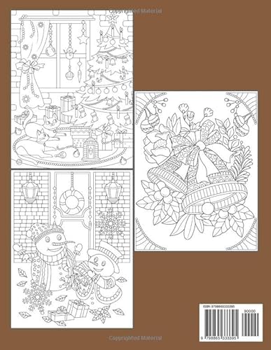 Festive Christmas Scenery Coloring Book for Adults and Teens