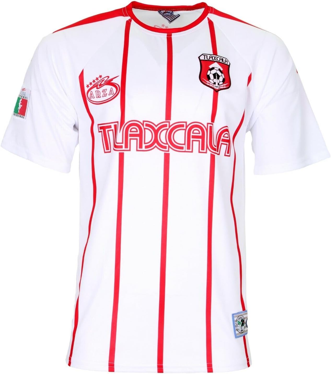 ARZA Sports Men’s Tlaxcala Mexico‑Inspired Soccer Jersey – Red/White Short Sleeve Fan Shirt Sublimated Design