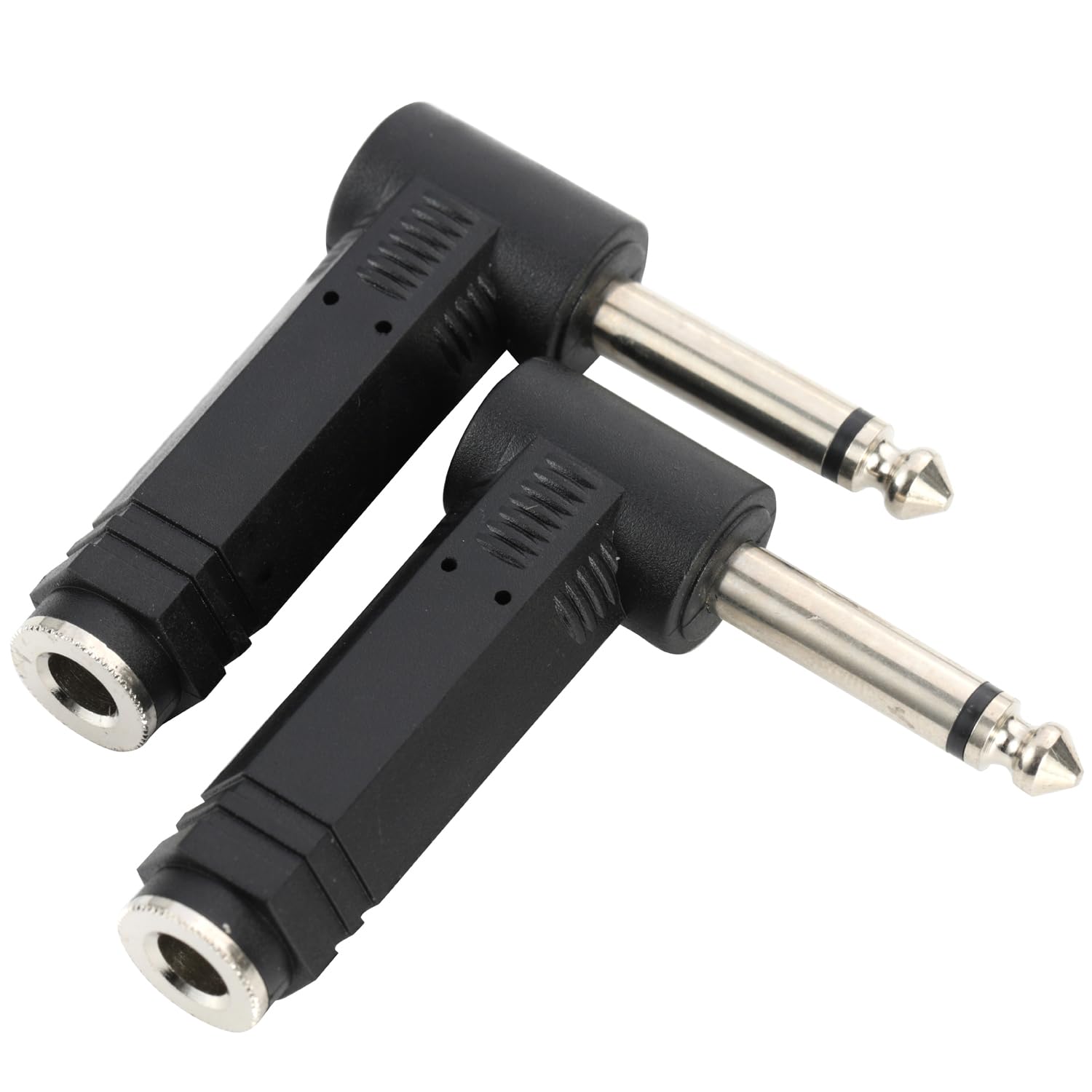 Greluma 2 pièces Adaptateur coudé 6,35 mm TS mâle vers 6,35 mm TS femelle, prise mono 1/4" vers jack 1/4" pour haut-parleur, amplificateur, son de guitare