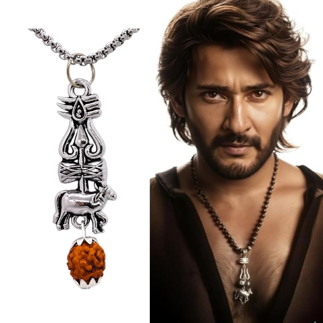 Silver Chain Pendant For Men Shiv Trishul, Om Locket | Mahadev Necklace Chain For Men Boys Men's Jewellery Pendant Necklace Spiritual Gifts for Adults (Pack of 1)-image-5