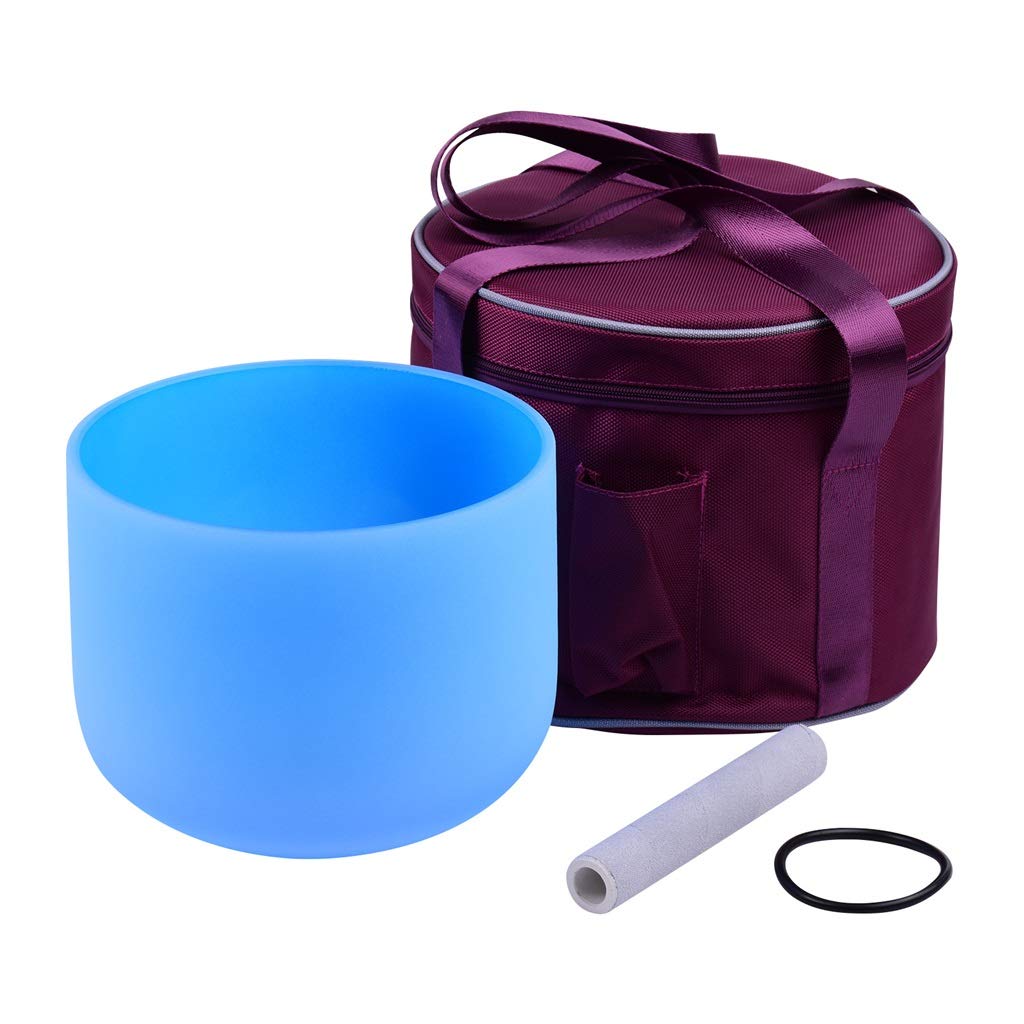 22,9 cm (8/9/10 Zoll) Klangschale aus Glas G Note mit Aufbewahrungstasche aus Gummi Mallet für die Musikheilung Meditation Yoga Zuhause (22,9 cm)