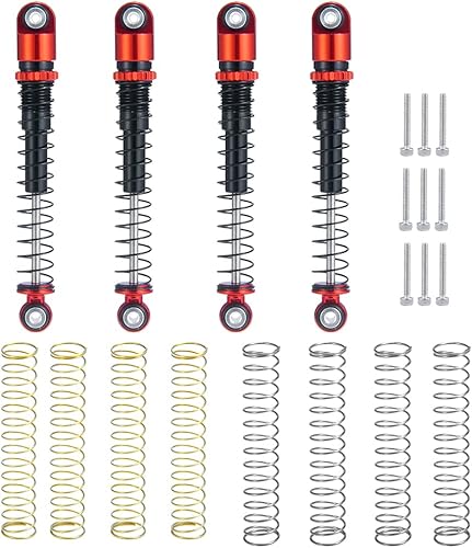 RC-Hub Amortiguador de choque RC de aluminio 1.890 in para 124 Axial SCX24 90081 AXI00001 AXI00002 AXI00004 AXI00005 AXI00006 RC Crawler Car (rojo)