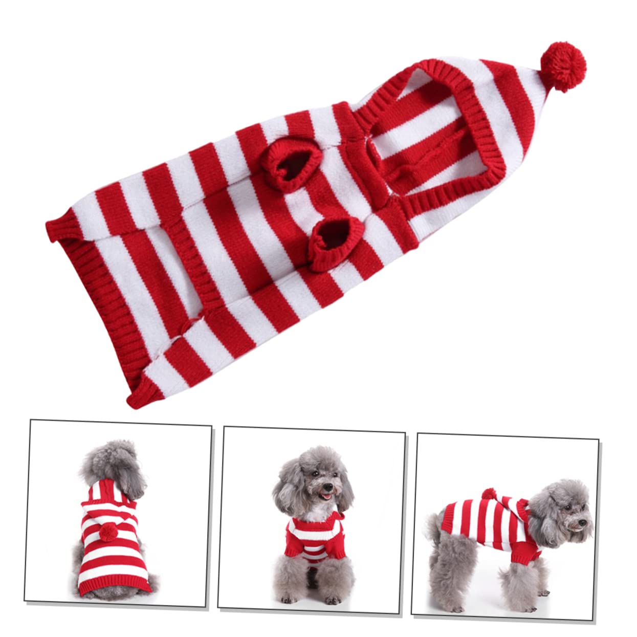 PRETYZOOM 3 Pièces Pull Chien Tricoté Décoration Extérieur Vêtements Thermiques Polyester