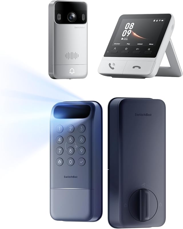SwitchBot Lock Vision Pro, 3D Face Recognition + Palm Vein + Fingerprint Smart Lock, + Video Dollbell