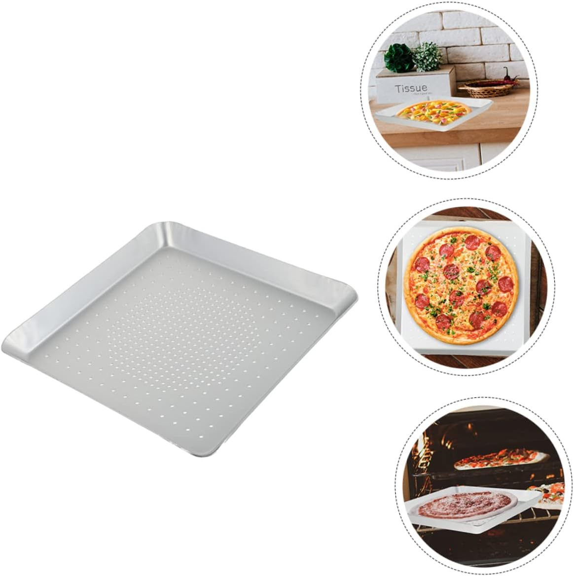 Ciieeo Square Perforated Aluminum Alloy Pizza Baking Pan Nonstick Easy to Clean Even Heat Distribution for Home Baking and Pizza Preparation
