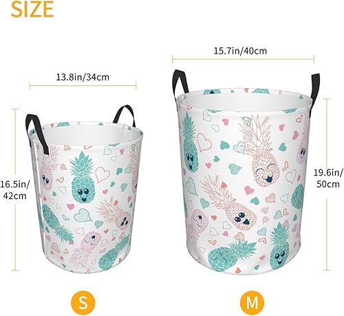 Miniatura 4 de AFHYZY Pineapple Laundry Hamper Large Collapsible Laundry Baskets with Handles Easy Carry Round Storage Basket Dirty Clothes Hamper Blanket Basket