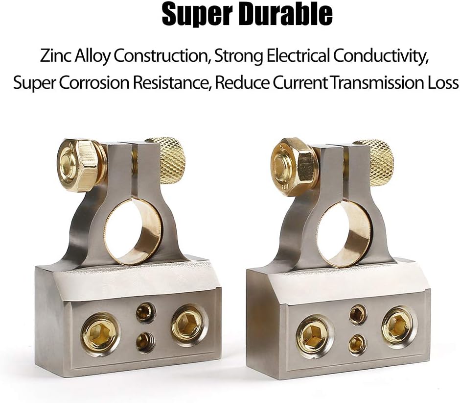 LotFancy Battery Terminal Connectors, 0/2/4/8/10 Gauge Positive & Negative Car Audio Battery Terminals with Spacer Shims, Auto Car Marine Boat Terminals Replacement, 1 Pair : Automotive