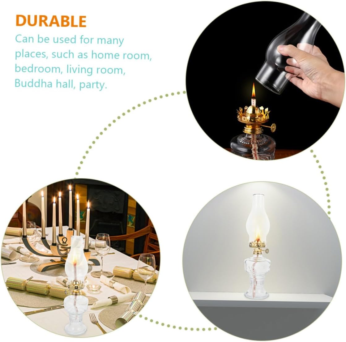 Luxshiny Retro Oil Lamp 2 Pack Elegant Glass Iron Decorative Butter Lamp for Home Party Random Style