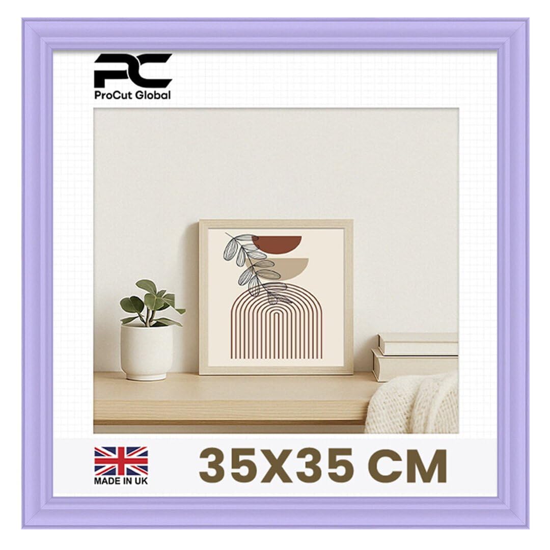 Procut Global 35x35CM Purple Picture Frames - Classic Wooden Photo Frame with Shatterproof Perspex for Wall or Tabletop - Perfect for Posters, Certificates & Prints - Sizes & Colors Available