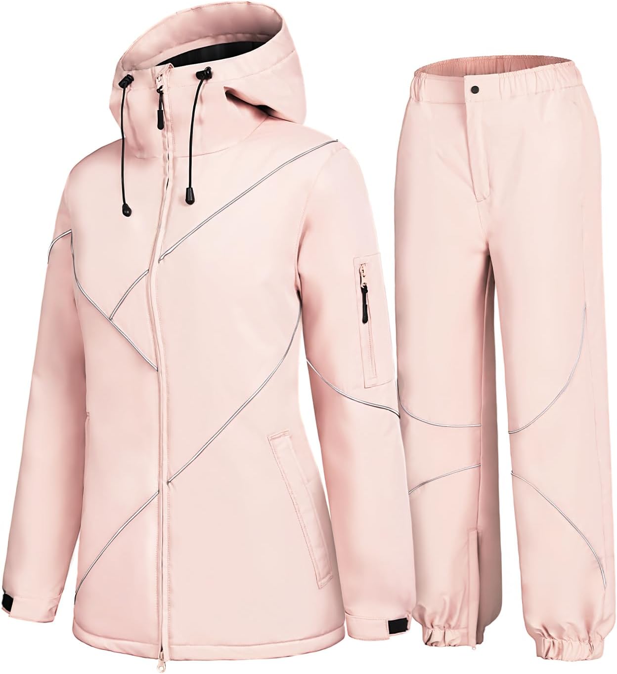 GEMYSE Women's Ski Snowsuit Waterproof Windproof Insulated Jacket and Pants Set Winter Warm Snowboarding Coat with Hood