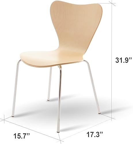 Miniatura 3 de Livinia No.7 - Juego de 2 sillas de comedor de madera modernas de mediados de siglo, contemporáneas, apilables, de madera curvada, para interior de