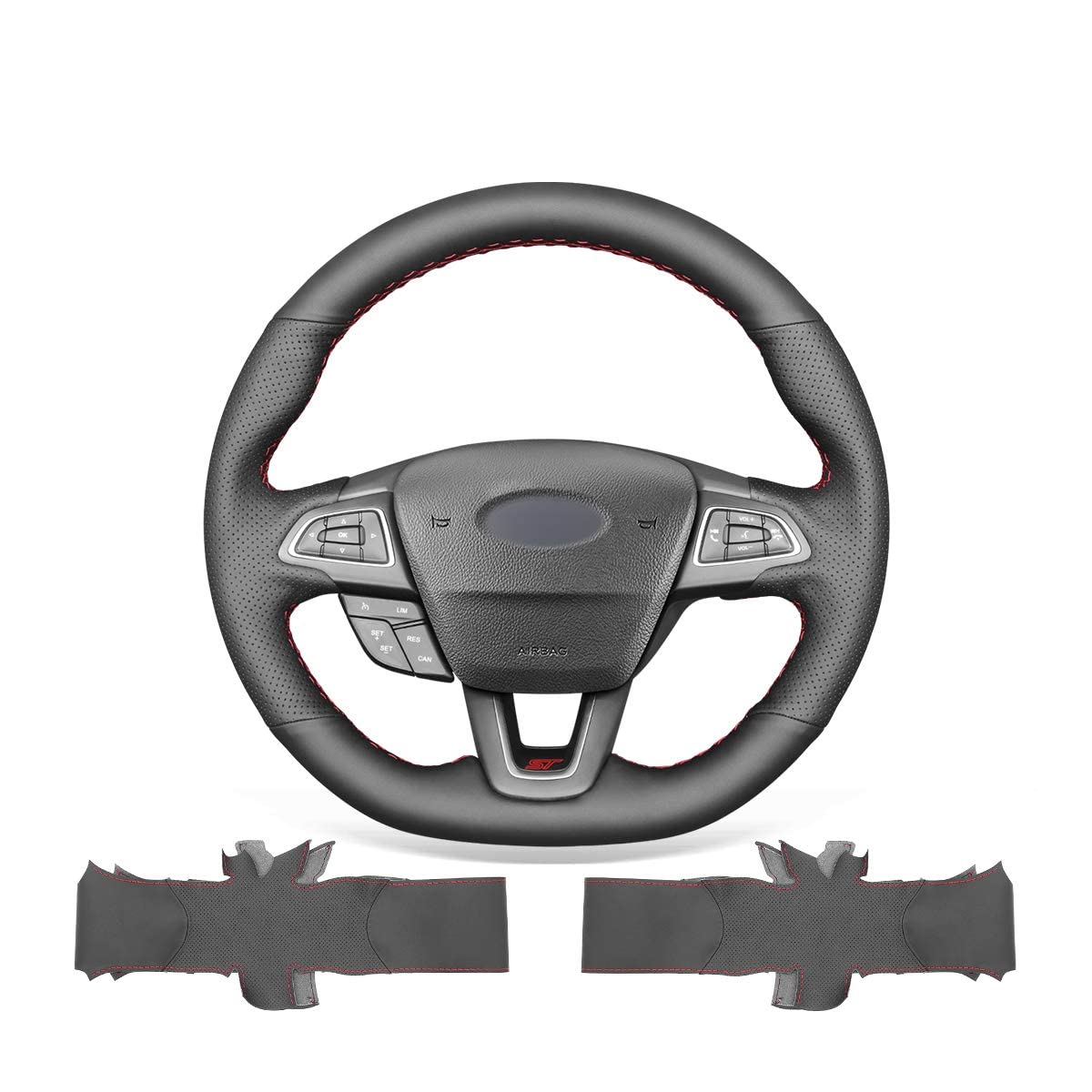 MEWANT Sew DIY Leather Steering Wheel Cover for Ford Focus (ST | RS) 2015-2018 / Steering Wheels Accessories for Ford Focus ST RS