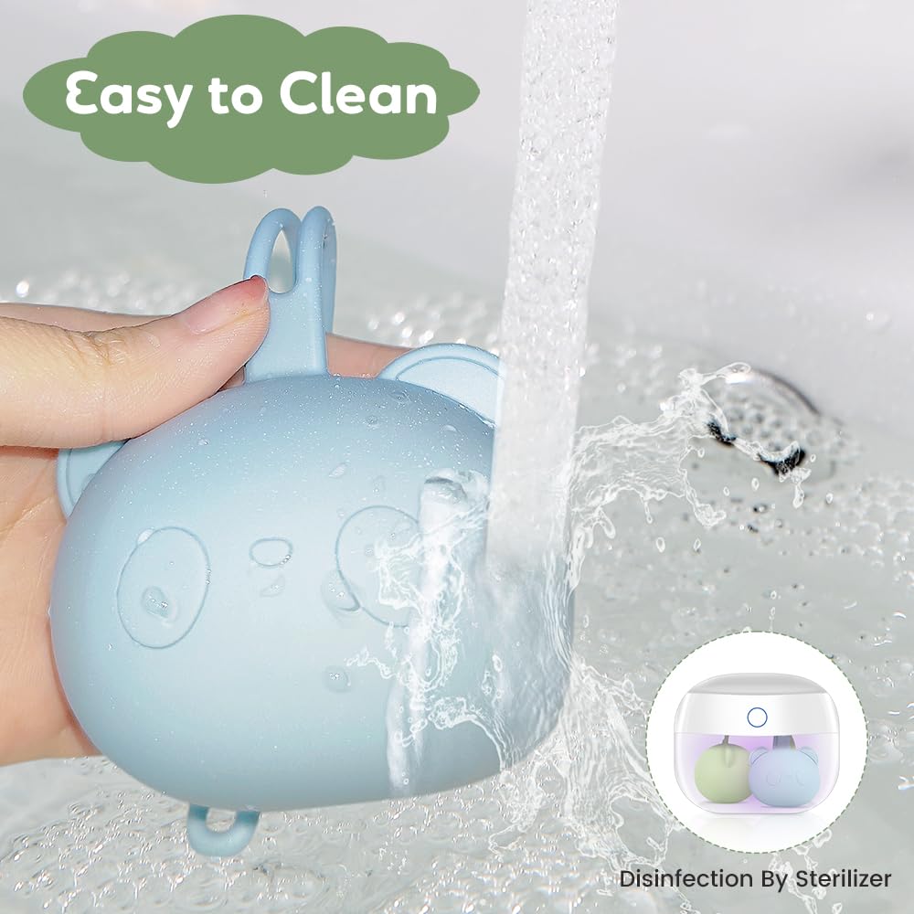 Lot de 2 Boite a Tetine Bebe Silicone pour Bébé, Boite a Sucette Bebe Sans BPA en Silicone pour Sucette, Range Portable Tétine Bébé pour Voyage- Bleu et Vert