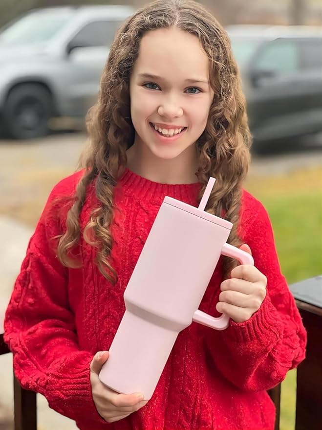 Image of Stainless Steel 1200 ml Vacuum Tumbler with Lid & Straw - Double‑Wall Insulated Cup for Travel, Gym & Office - Keeps Beverages Hot or Cold - 1.2 L Capacity (3RD Generation Light Pink)