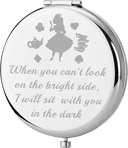 AKTAP Alice Gifts - Espejo compacto para los fans de Alicia "I Will Sit with You in The Dark Wonderland", espejo de maquillaje para mujer