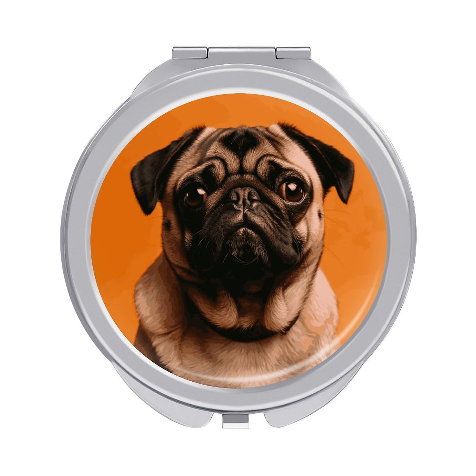 VstaDank A Pug Compact Mirror for Purses Round Fashion Travel Makeup Mirror 2X /1x Magnifying Double Sides Mini Mirrors Portable Pocket Mirrors for Handbag Purse Women Gift