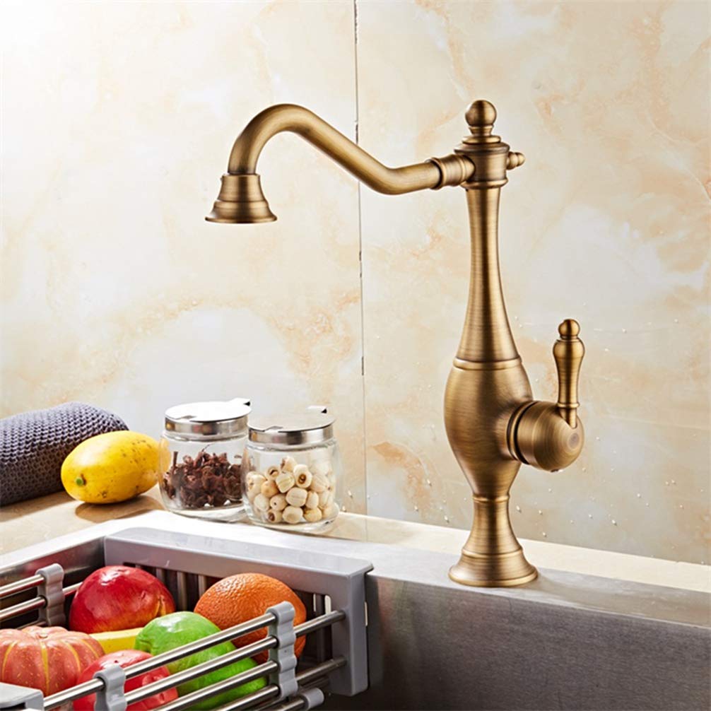 ZYCHSJXA Antique Brass/Black Kitchen Faucet Mixer Cold and Hot Tap Single Hole Water Torneira Cozinha Bathroom Faucets,Antique Bronze