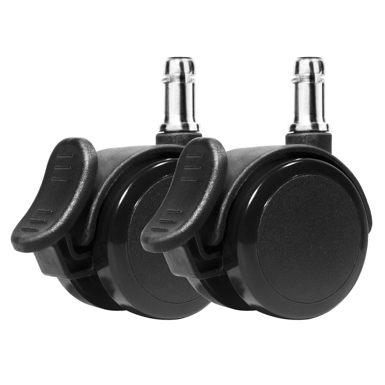 HUAERSICO Ruedas para silla de oficina con freno, 11 mm x 22 mm, para silla de escritorio, ruedas de goma, sillas de oficina, sillas de juegos, etc., para todo tipo de suelos, juego de 2 unidades